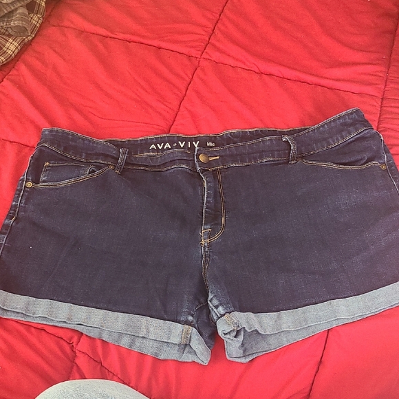 Ava & Viv Pants - Ava & Viv Midi Dark Blue Jean Shorts